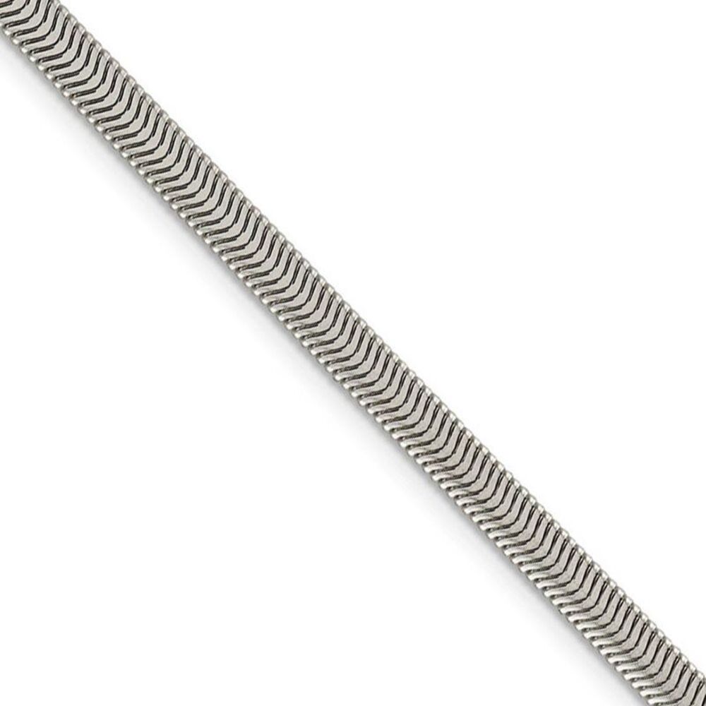 4.2mm, Sterling Silver Solid Flat Oval Snake Chain Bracelet, 7 Inch